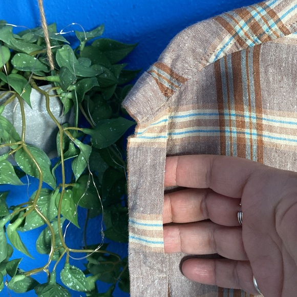 Prana Women’s McCray Button Down Top. Driftwood Plaid Color. Hemp Blend, Size M. - Picture 7 of 12